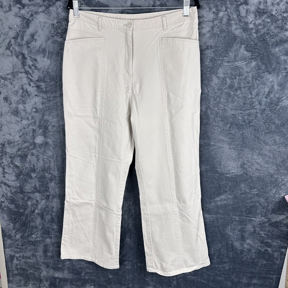 J. Jill Chino Wide-Leg Cropped Pants Cotton Stretch Cream Classic Women's 14P